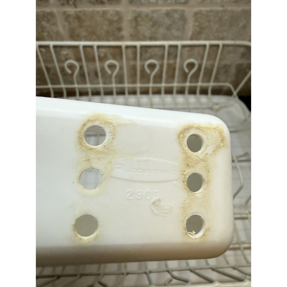 Vintage Rubbermaid White Coated Dish Drying Rack W/Silverware Cup & Drain Mat - Picture 14 of 16